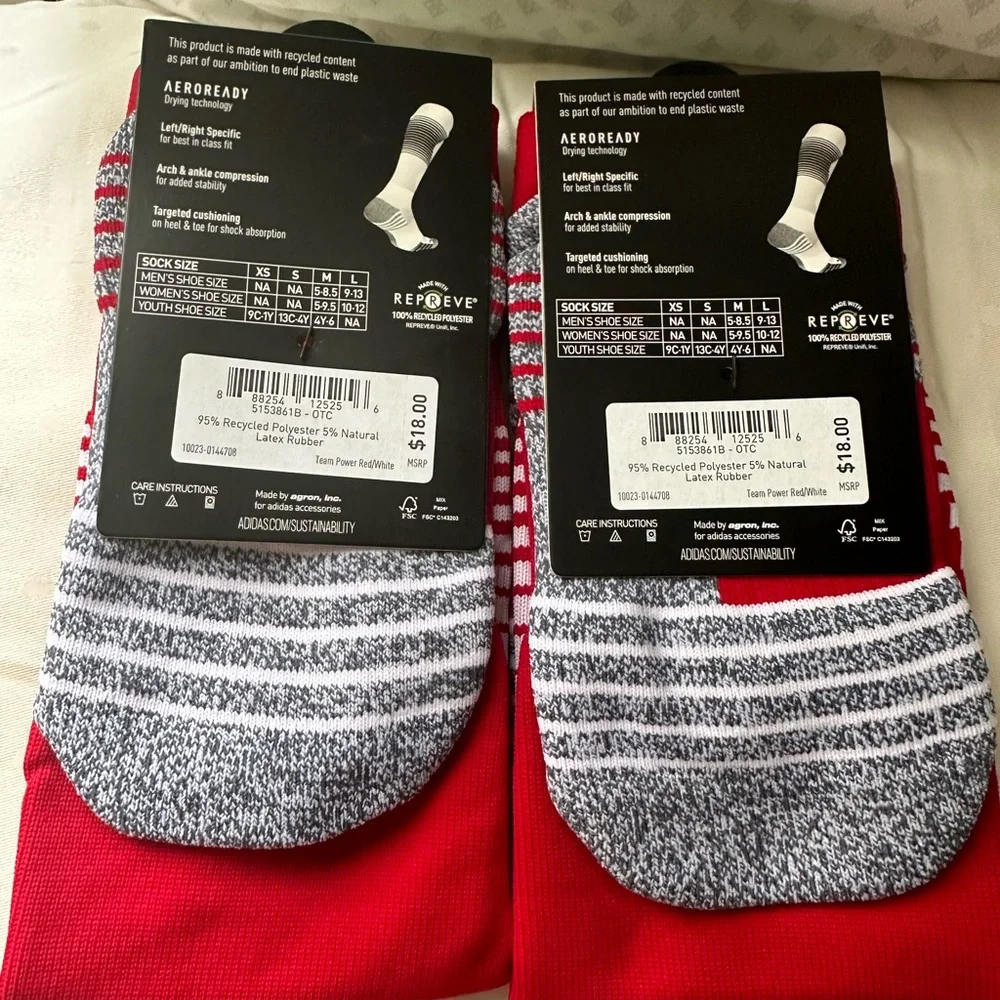 NWT Kids Youth Red Adidas Team Speed Soccer Socks - Picture 2 of 3